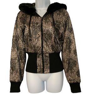 Bebe Rare Limited Edition Bebe Lace Up Corset Bonded Lace Puffer Jacket NWOT